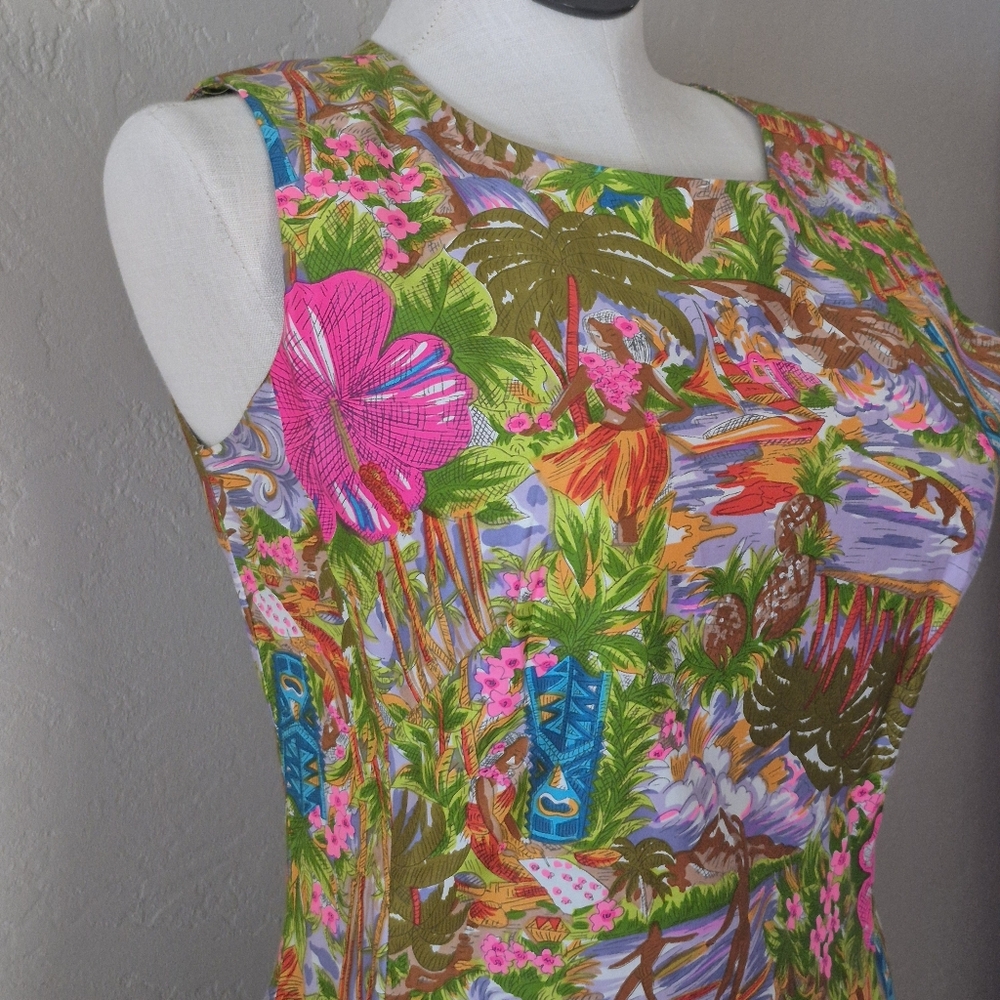 Vintage Liberty House Floral Tiki Dress Size 14 - Picture 13 of 16